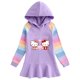 thumbnail image 3 of Hello Kitty primavera y otoño nuevo algodón dibujos animados Arco Iris niñas vestido de manga larga con capucha suéter vestido de princesa, 3 of 5