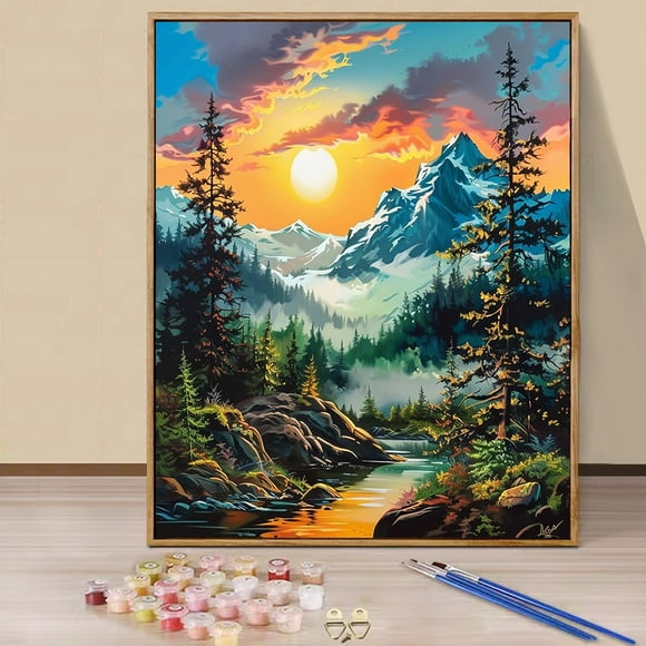 JYLMOOD DIY Paint by Number for Adults, Easy Painting by Numbers for Gift Home Wall Decor 16x20in without Frame, Colored Canvas