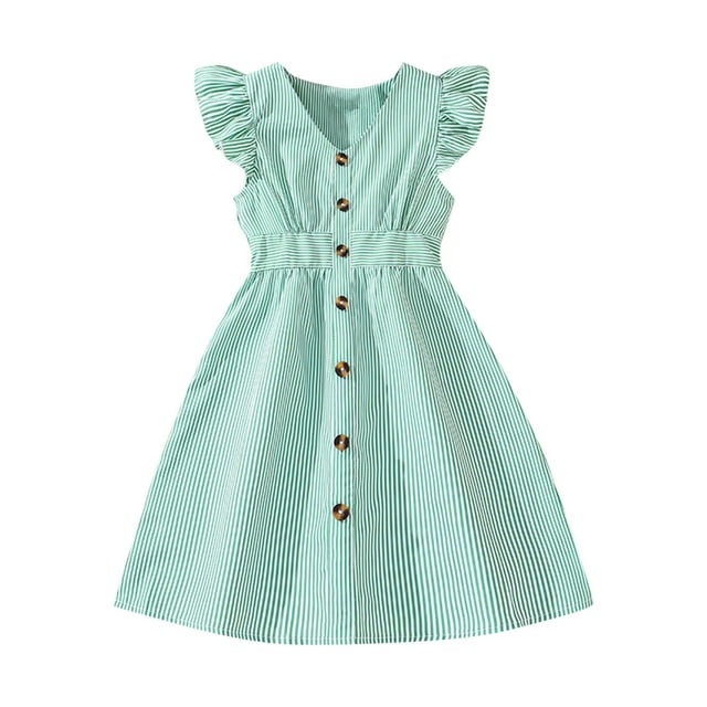 WRKEKC Robes d'Été pour Filles, Robe Décontractée pour Filles, Robe d'Été à Manches Courtes pour Filles, Robe de Princesse Mignonne, Col Rond, Jupe à Nœud Princesse 11 Ans