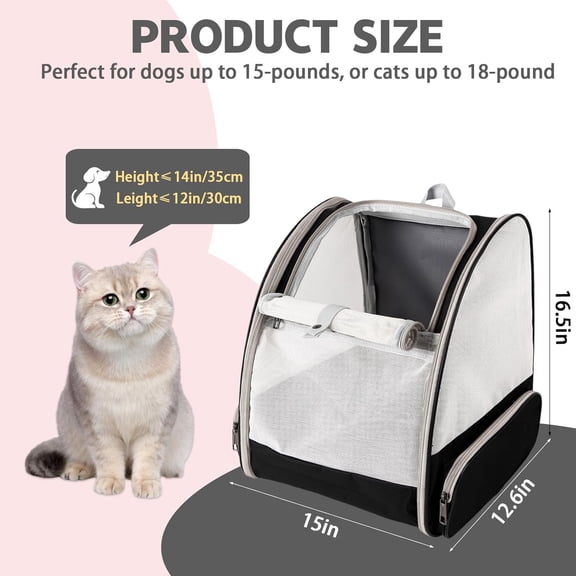 Pet Backpack for Small Dogs Cats Puppies - Airline Approved Ventilated Mesh Design Black