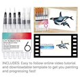 thumbnail image 2 of Water Brush Pens by Chromatek. Set of 6 Aqua Pen Painting Brushes. Including Online Video Tutorials and Downloadable Picture Templates. Ideal for All Water Soluble Pigment and Watercolor Media., 2 of 5