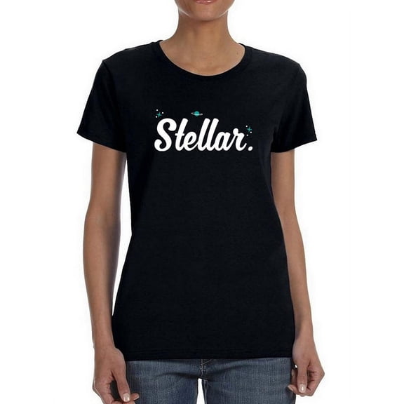 Stellar Text With Stars Women T-Shirt, Female XX-Large