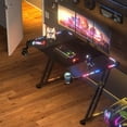 HLDIRECT 63 Inch LED Lit Gaming Desk, Carbon Fibre Surface, Ergonomic