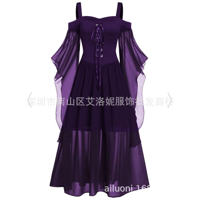 Disfraces De Halloween Bruja Cosplay Góticos Hombros Descubiertos Vendaje De Malla Sheer Una Línea Larga Vestido De Fiesta Para Las Mujeres Desgaste