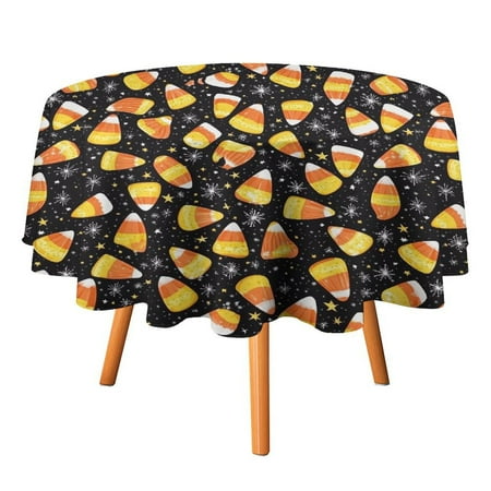 

JINGDS Halloween Candy Corn Snowflakes Design-526 Round Table Cloth Halloween Tablecloth Thanksgiving Day Table Cloth Round Cover Circle Tablecloth for Halloween Thanksgiving Fall Party