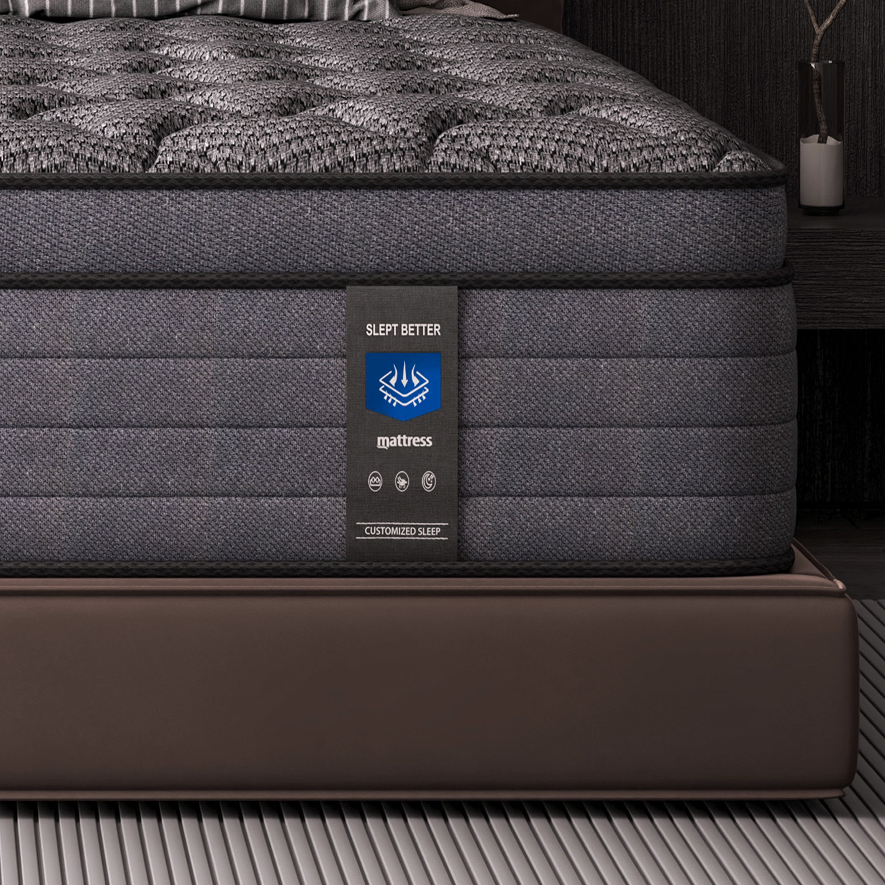 MRH Mattress 14 Inch Twin Size Mattresses Euro Top Mattress in a Box Memory Foam Hybrid Mattress with individually Pocket Springs Med Black
