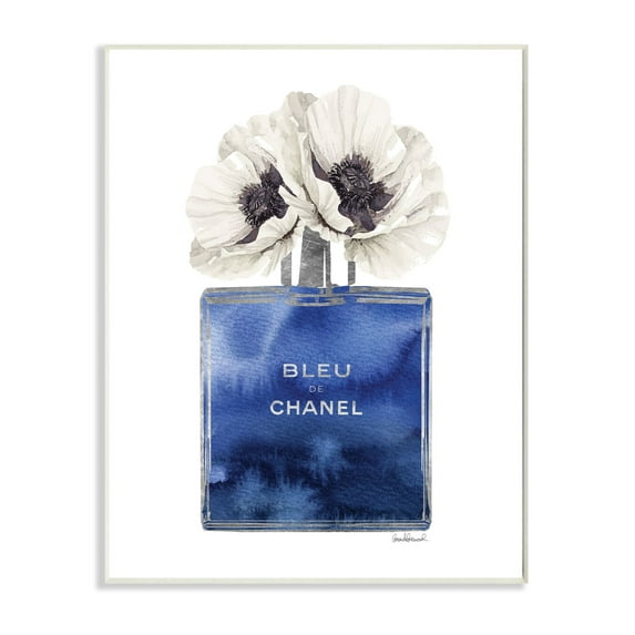 Stupell Industries Fashion Designer Perfume Flower Blue Watercolor Wall Plaque by Amanda Greenwood