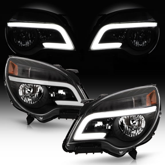 2010-2015 Chevy Equinox Black Upgrade LED Tube Headlights Headlamps Left Right