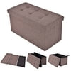 Costway Folding Rect Ottoman Bench Storage Stool Box Footrest Furniture Decor Brown