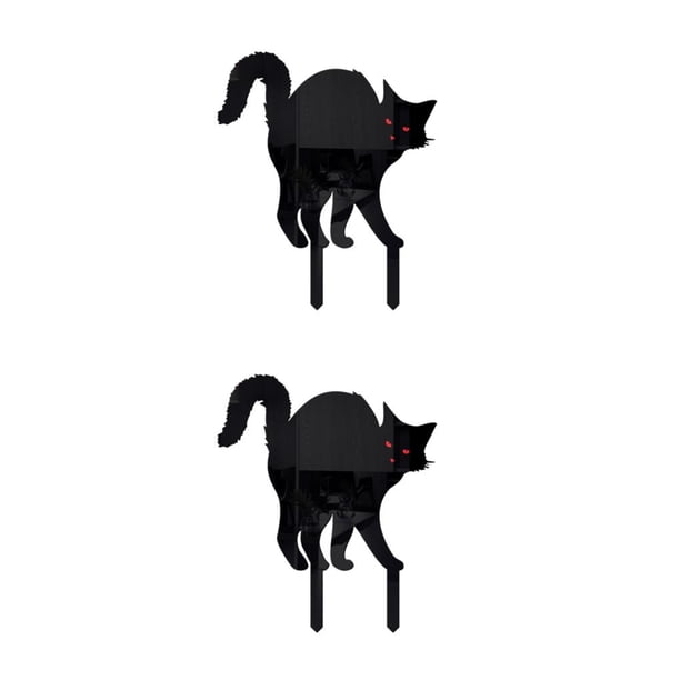 Billuyoard Acrílico terrorífico ambiente de Halloween con silueta de gato letreros de jardín gato negro Halloween letreros de jardín Type1 NO1
