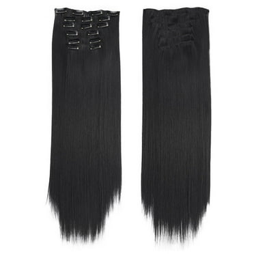 Vadktai Clip in Hair Extensions Real Human Hair Clip, Human Hair Clip in Extensions Black Women Invisible Natural Straight Seamless Clip on Hair Extensions