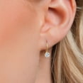thumbnail image 3 of Gem Stone King 14K Yellow Gold White Lab Grown Diamond Leverback Earrings for Women (0.54 Cttw, Gemstone April Birthstone, Round 4MM), 3 of 6