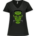 thumbnail image 3 of Inktastic Halloween Frankenstein Head Women's Plus Size V-Neck T-Shirt, 3 of 5