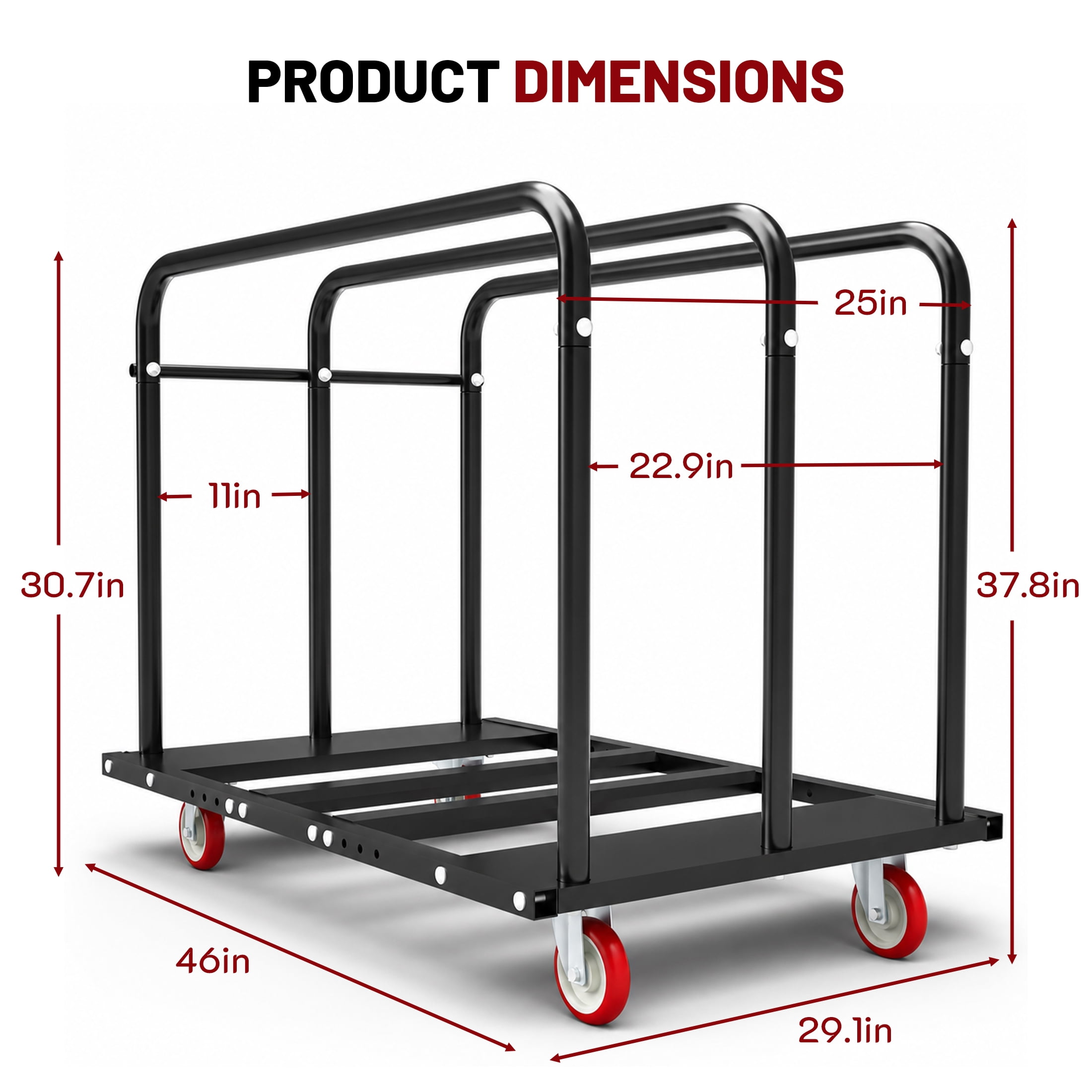 Heavy-Duty Dolly, 1000 LBS Capacity, 2-in-1 Design, Expandable Base, 360° Swivel Wheels