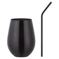 thumbnail image 2 of Miyuadkai Stainless Steel Wine Tumbler – Stemless Portable Metal Cup with Straw, Black, Outdoor Pool, Camping, Cookouts, Labor Day Weekend, Fall Tailgating, October Parties, 2 of 9