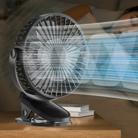 

Lixmnse USB-Powered Mini Electric Fan with Clip for Quiet Sleep Mode and Multi-Speed Adjustment Ideal for Bedroom Office and Outdoor Use Black