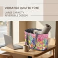 thumbnail image 6 of Pzuqiu Cactus Floral Embroidery Women's Large Capacity Reversible Quilted Tote Bag, Vintage Lightweight Grey Shoulder Hobo Handbag for Work Travel Shopping College Everyday Use, 6 of 7