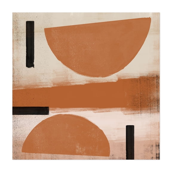 Burnt Orange Geometric Shapes - Mixed Media Abstract Minimalist Modern Art Geometric Mid-Century Modern Boho Pattern Unframed Wall Art Print 6 x 6 inches