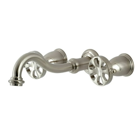 Kingston Brass Belknap Two-Handle 3-Hole Wall Mount Bathroom Faucet Brushed Nickel Brushed