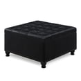 thumbnail image 6 of GZXS Upholstered Storage Ottoman in Black PU, Button-Tufted Large Footrest with Wooden Spindle Legs, Flip-Top Storage Box, Easy Assembly, 6 of 9