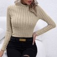 thumbnail image 4 of LNGOOR Women‘s Long Sleeve T Shirts Mock Turtleneck Stretchy Slim Tight Tops Knit Ribbed Basic Tee Base Layer, 4 of 7