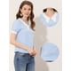 thumbnail image 2 of Blusa Allegra K de manga corta con Textura y pajarita Azul claro M, 2 of 4