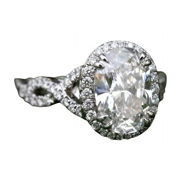 HeartsAndYou Halo Infinity Engagement Ring for Women 1.3ct Oval Cut Moissanite 18k White Gold Over Silver