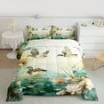 thumbnail image 2 of Manfei Pink Lotus Leaf Queen Comforter Set,Mallard Duck Bedding Sets,Country Farmhouse Lodge Bedding Comforter Set For Teens,Ultra Soft Home Decor Reversible,3 Pieces, 2 of 8