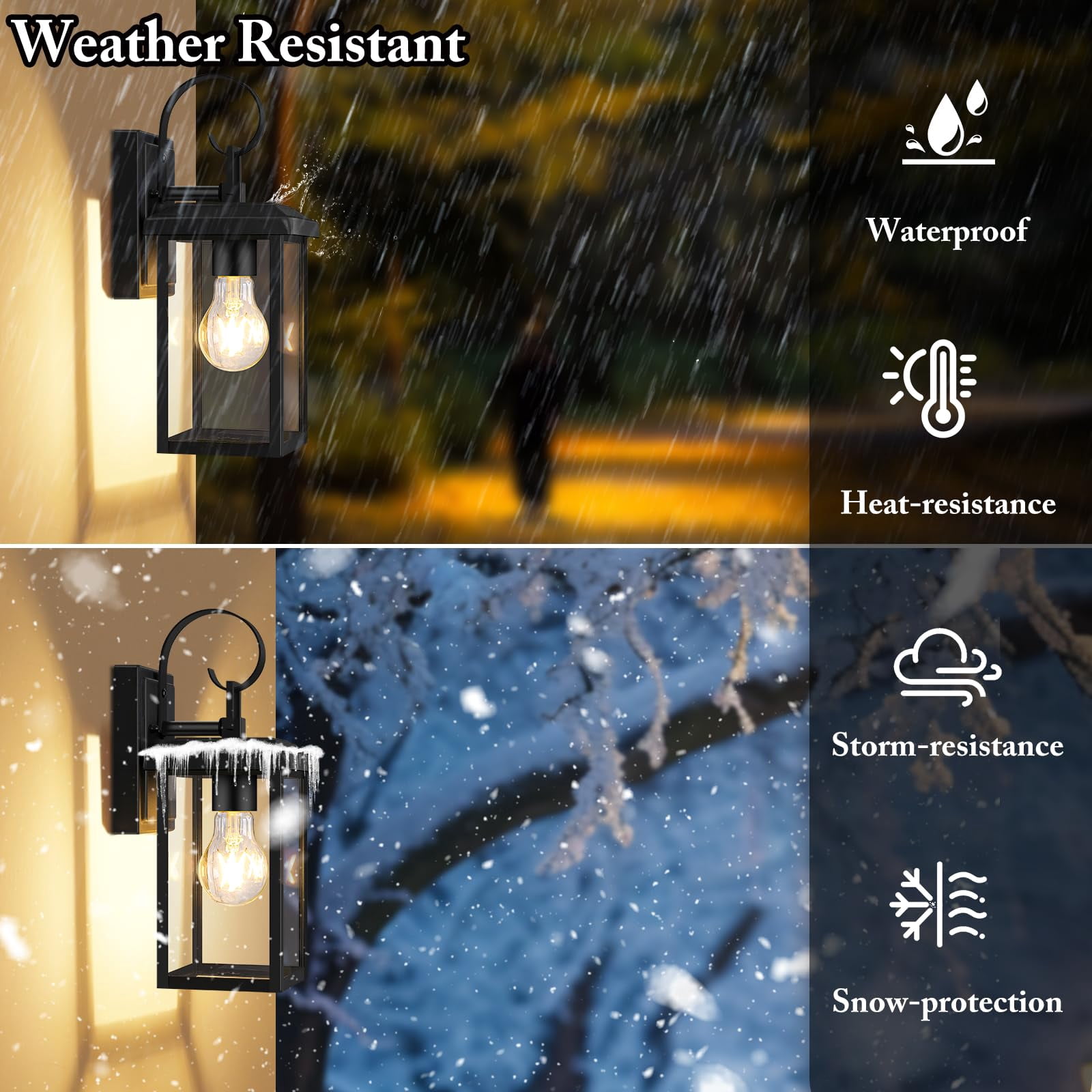 2-pack Outdoor Wall Light Fixtures  Exterior Lighting Mount Waterproof Porch Lights Sconces Lanterns Modern Outside For House Front Door Garage Black