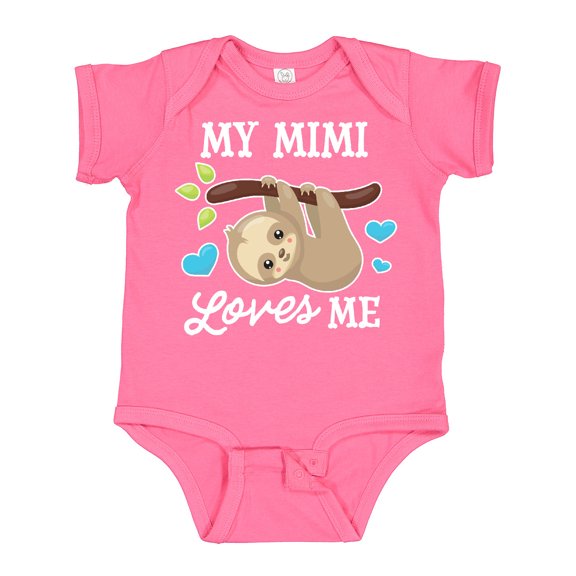Inktastic My Mimi Loves Me with Sloth and Hearts Boys or Girls Baby Bodysuit