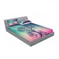 thumbnail image 2 of Galaxy Fitted Sheet & Pillow Sham Set, Vibrant Stars Space Cosmic Lonely Tree Aurora Borealis, Decorative Printed 3 Piece Bedding Decor Set, Full, Magenta Navy, by Ambesonne, 2 of 2