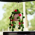 thumbnail image 6 of Pnellth Car Mirror Hanging Accessory Handmade Knitted Crochet Potted Plant Rear View Decor Car Interior Accessories, 6 of 10