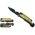 thumbnail image 2 of 8.5" Multi-Function Folding Knife, 7-in-1 Pocket Knife With Fire Starter, LED Light, Glass Breaker, Serrated Blade Black, 2 of 9