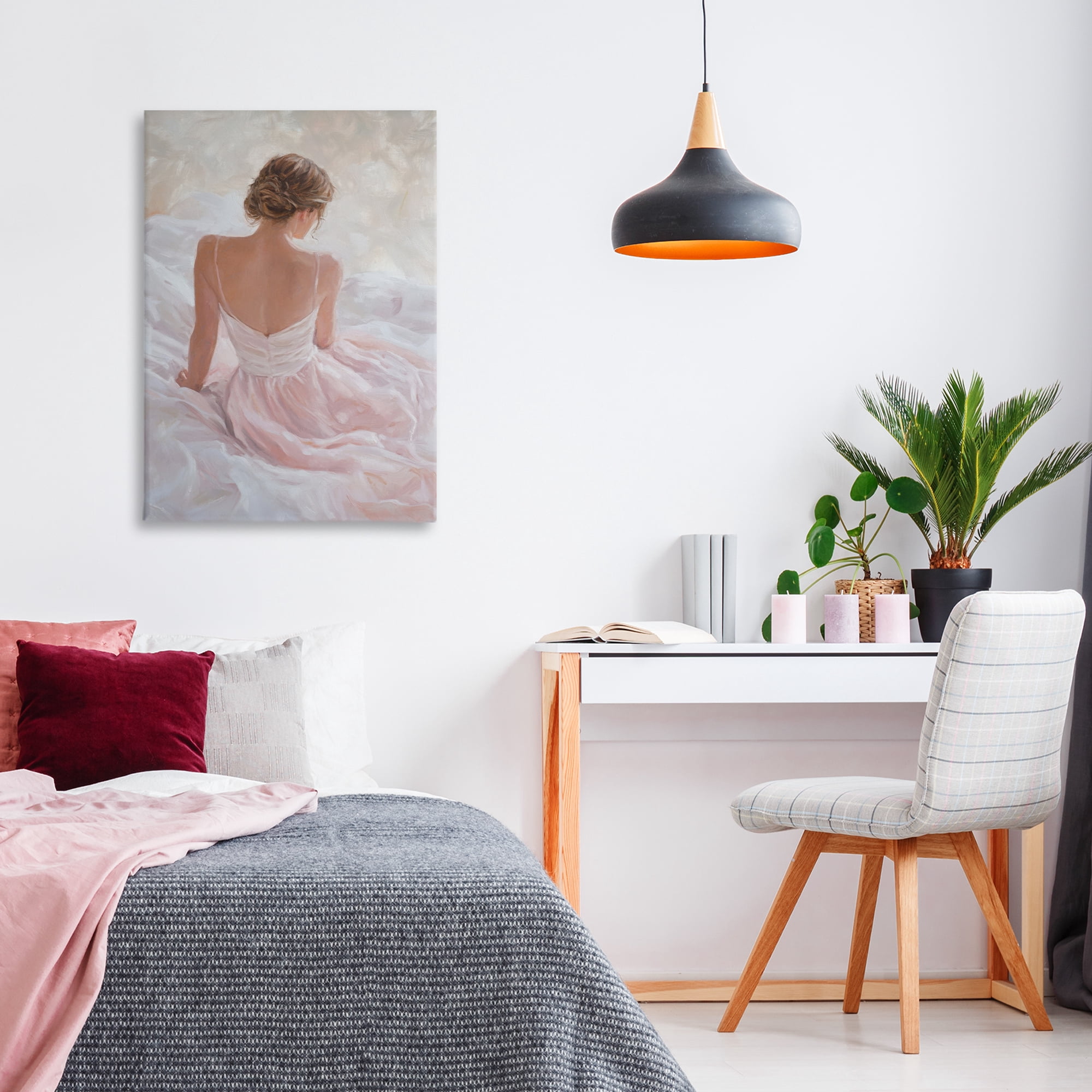Stupell Industries Quiet Reflection in Pastel Pink Canvas Wall Art, design by Petal Prints Design