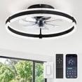 thumbnail image 1 of Ventilador de techo LEDIARY de 20 pulgadas con luz regulable, control remoto negro, 1 of 9
