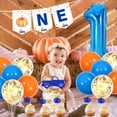 thumbnail image 5 of Little Pumpkin 1st Birthday Decorations Pumpkin First Birthday Supplies Blue Pumpkin One High Chair Banner Pumpkin Photo Banner Cake toppers for Autumn Fall Pumpkin Truck 1st Birthday, 5 of 7