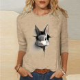 thumbnail image 1 of Xuyuer Ladies' Easter Print Round Neck Three Quarter Sleeve 3/4 Sleeve T-shirt Loose Tops Casual Loose Fit Crewneck T Shirts Tunic Tops, 1 of 5
