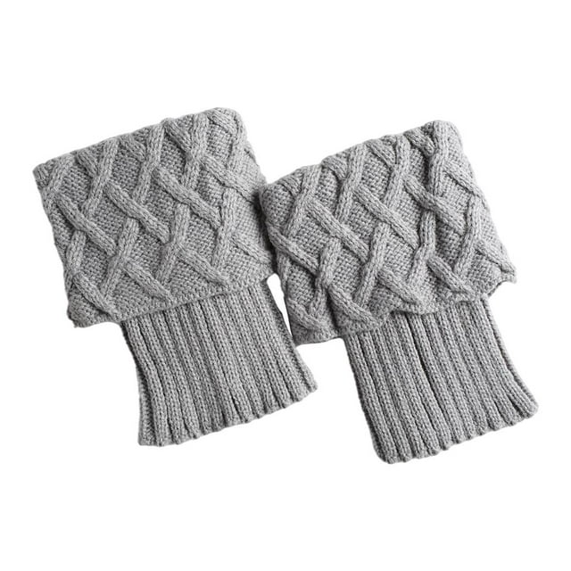 Calentadores de piernas para mujer, calcetines cortos de punto suave, puños de bota de ganchillo para exteriores Ceniza
