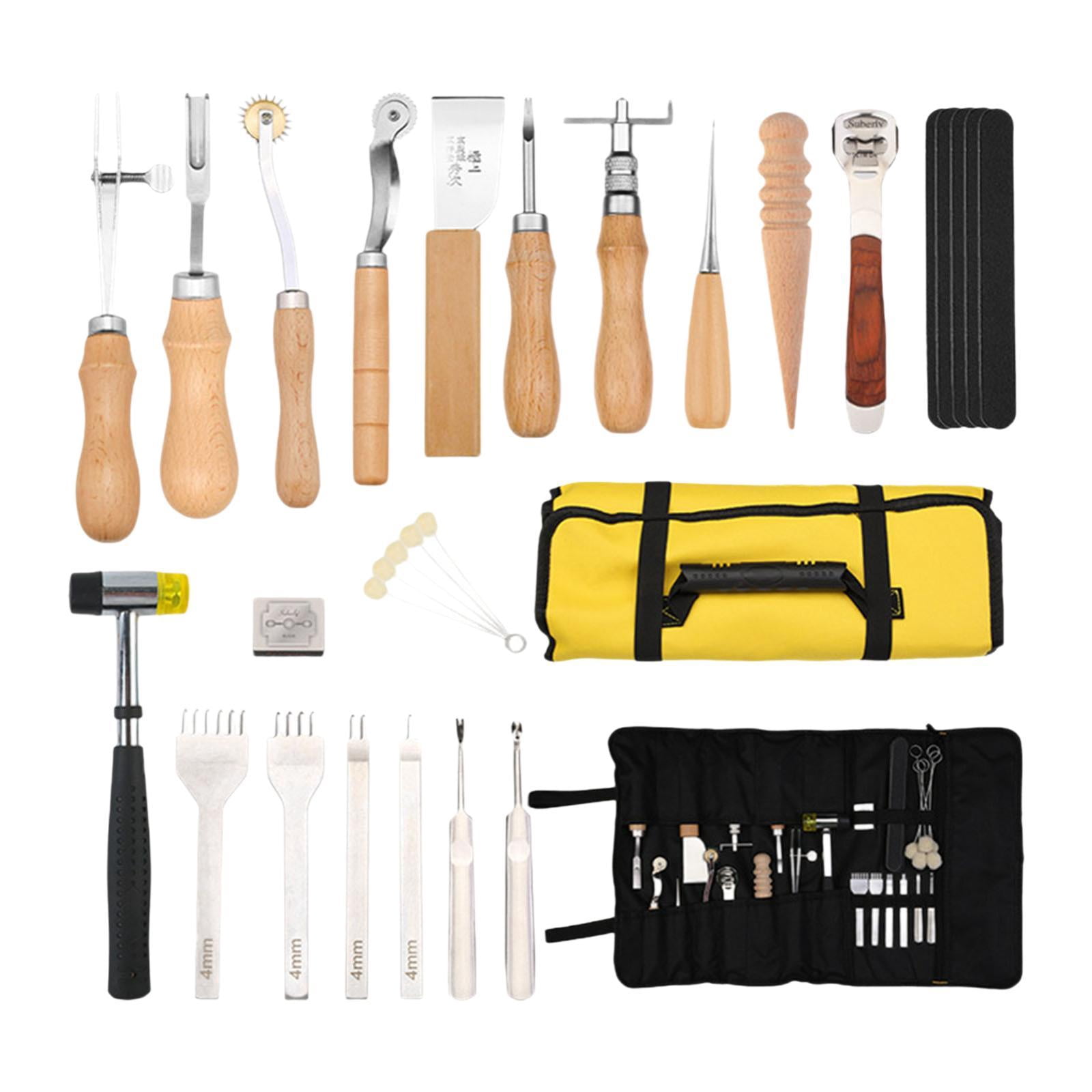 HOMYL 29 PC PU Leather Working Tools Kit Accessories Hole Punch PU Leather Stamp Tools