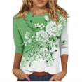 thumbnail image 2 of Fiudx Liquidación de Ahorros de Verano Blusa Holgada con Estampado de Pascua y Cuello Redondo Retro de Manga Tres Cuartos a La Moda para Mujer, 2 of 4