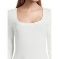 thumbnail image 2 of Belle du Jour Juniors Ribbed Square Neck Bodysuit, Sizes XS-XL, 2 of 5