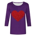 thumbnail image 4 of SOOMLON Valentine's Day Tops for Women Lover Valentines Gift Loose 3/4 Sleeve Round Neck Tops Cute Love Heart Print Blouses Trendy Holiday Clothes 2025 Purple S, 4 of 4