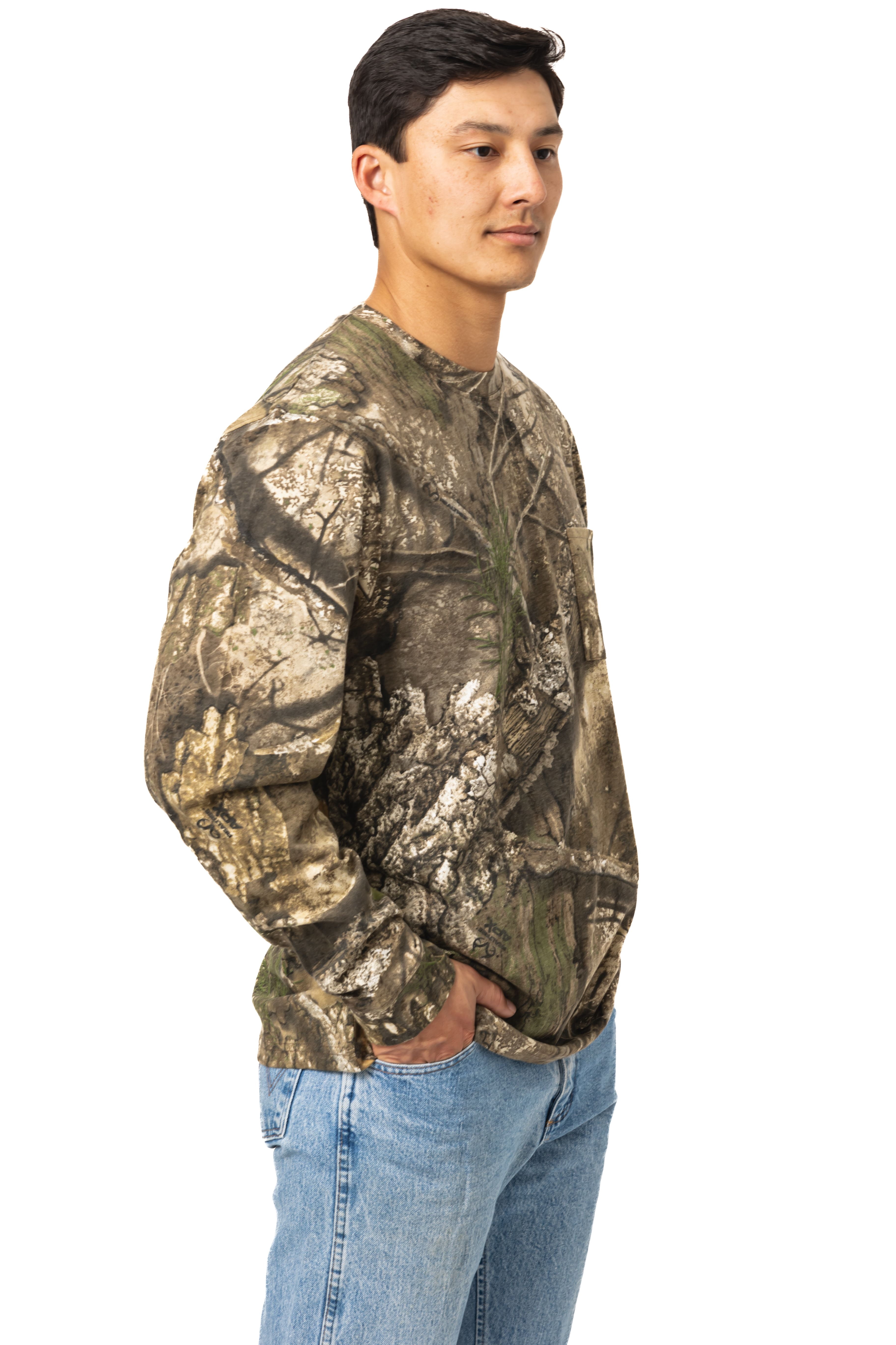 Realtree Men’s Long Sleeve Cotton Shirt, APX Camo, Soft 100% Cotton, Relaxed Fit, Hunting & Casual Wear | Size S