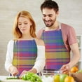 thumbnail image 3 of Multi Color Plaid Checkered Pattern Apron-Garden Aprons for Women with Pockets-Cotton Linen Waterproof Kitchen Cooking Gardening Aprons Adjustable for Kitchen,Cooking,BBQ and Salon 33x27 Inch, 3 of 7