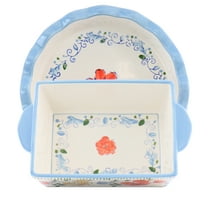 Gibson Elite Anaya 2 Piece Stoneware Bakeware Set with Hand Painted Designs
