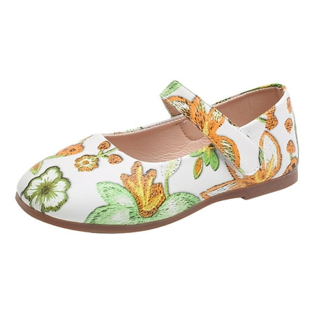 

Fashion Summer Children Sandals Girls Casual Shoes Flat Bottom Lightweight Colorful Flower Pattern Hook Loop(Size:5-5.5 Years)