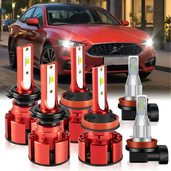 BMZONCC Fit For ford fusion 2006-2018 LED Headlight Bulbs H7 High Beam   H11 Low Beam  H11/H8 Fog Lights Bulbs Kit, Super Bright 6000K White