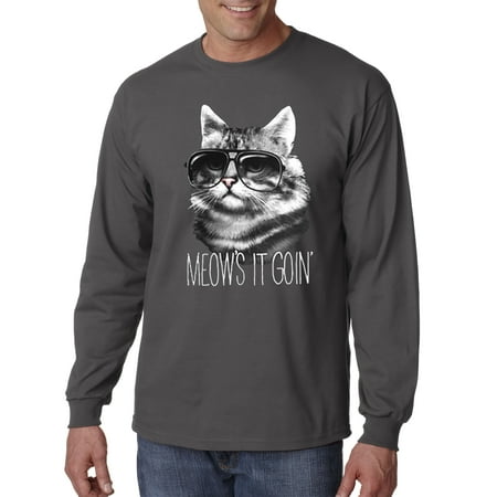 423 - Unisex Long-Sleeve T-Shirt Meows It Goin' Cat Kitty Sunglasses