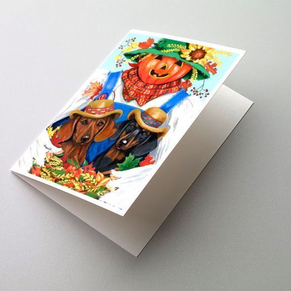 Dachshund Fall Scarecrow Greeting Cards and Envelopes Pack of 8