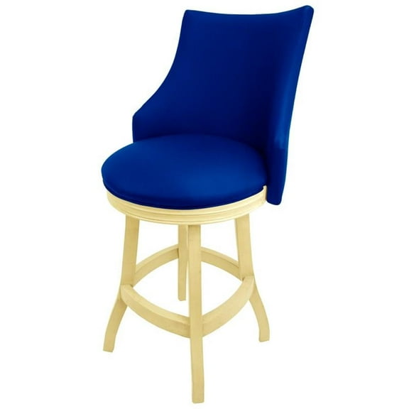 Tobias Designs Bellissima 26" Swivel Wood Counter Stool in Duke Blue/Beige